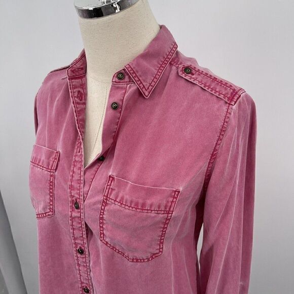 Express Military boyfriend shirt womans button up XS TP BoxB - Picture 4 of 7